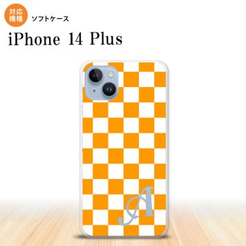 iPhone14 plsu iPhone14 plsu スマホケース 背面ケースソフトケース スクエア 白 オレンジ +アルファベット 2022年 10月発売 nk-i14pl-tp764i