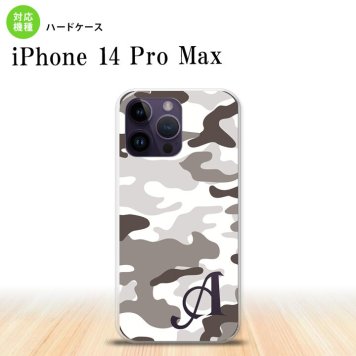iPhone14 ProMax iPhone14 Pro Max スマホケース 背面ケース ハードケース ウッドランド 迷彩 B グレー +アルファベット 2022年 9月発売 nk-i14pm-1146i