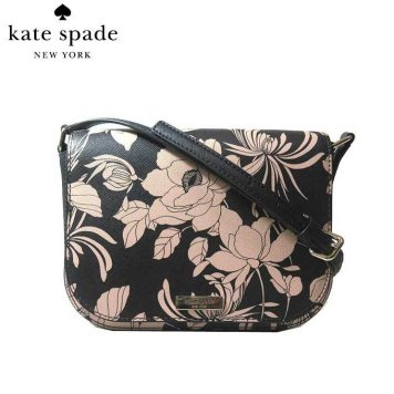ケイト・スペード アウトレット kate spade ショルダーバッグ WKRU5795 レザー 花 / フラワー柄 ポシェット / ショルダー large carsen / laurel way gardenia / blackmulti(098):ブラック×ピンクベージュ系