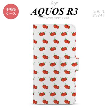 SH-04L/SHV44 AQUOS R3 手帳型スマホケース カバー 苺 イチゴ 小 赤  nk-004s-r3-dr045