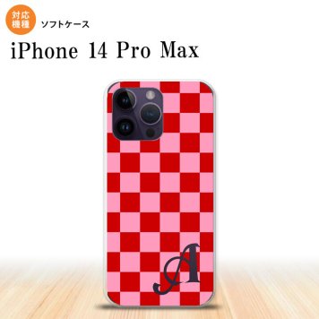 iPhone14 ProMax iPhone14 Pro Max スマホケース 背面ケースソフトケース スクエア 赤 ピンク +アルファベット 2022年 9月発売 nk-i14pm-tp770i