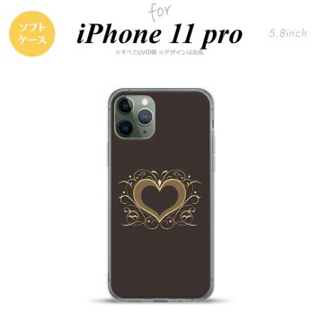 iPhone11Pro iPhone11 Pro スマホケース ソフトケース ハート 飾り 茶 メンズ レディース nk-i11p-tp611
