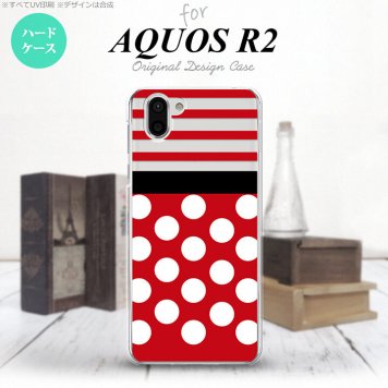 AQUOS R2 アクオス アール2 SH-03K SHV42 専用 スマホケース カバー ハードケース ドット・ボーダー 赤 nk-r2-356[スマホ,スマホケース,スマホカバー,ケース,カバー,ジャケット]