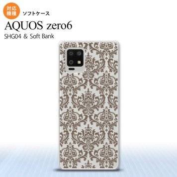 SHG04 SHG04 ZERO6 AQUOS zero6 スマホケース ソフトケース ダマスク A クリア 茶 メンズ レディース nk-zero6-tp461