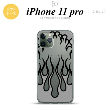 iPhone11Pro iPhone11 Pro スマホケース ソフトケース ファイヤー 炎 クリア 黒 メンズ レディース nk-i11p-tp1312