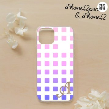 iPhone12/iPhone12pro iPhone12 / iPhone12pro スマホケース ソフトケース スクエア ドット ピンク +アルファベット メンズ レディース nk-i12-tp1363i