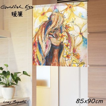 【 GoldFish Kiss 】 のれん 暖簾 短い おしゃれ 短い 壁掛け タペストリー 目隠し アート 洗面所 脱衣所 脱衣室 かわいい ハワイアン 柄 突っ張り棒 模様替え 間仕切り ハワイ ハワイアン雑貨 プレゼント ギフト ビーチ  90×85cm