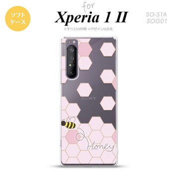 Xperia 1 II 5G スマホケース 背面カバー ストラップホール有り ソフトケース ハニー クリア ピンク ストラップホール おしゃれ かわいい かっこいい メンズ レディース nk-xp12-tp1687