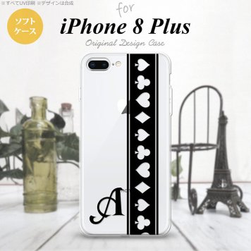 【iPhone8Plus】【スマホケース/スマホカバー】【アイフォン8プラス】iPhone8Plus スマホケース ケース アイフォン8プラス イニシャル トランプ(帯) 黒×クリア nk-ip8p-tp528ini【メール便送料無料】