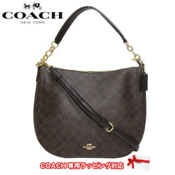 コーチ アウトレット COACH ショルダーバッグ F39527 PVC×レザー シグネチャー エル 2WAY ホーボー IMAA8(ブラウン×ブラック)【RCP】【楽天カード分割】