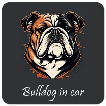 イラスト付 Dog in Car ブルドッグ Aタイプ カーサイン 車 マグネットステッカー 犬 マグネット 強力 13x13cm 正方形 おしゃれ かわいい ドラレコステッカー 安全対策 危険運転 煽り運転 アニマル 動物 犬種別 屋外 防水 屋内