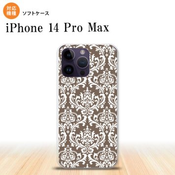 iPhone14 ProMax iPhone14 Pro Max スマホケース 背面ケースソフトケース ダマスク A 茶 白 2022年 9月発売 nk-i14pm-tp457