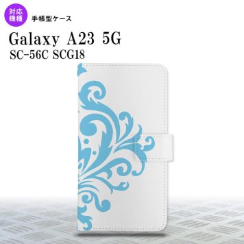 Galaxy A23 GalaxyA23 手帳型スマホケース カバー ダマスク 水色 2022年 10月発売 nk-004s-a23-dr1035
