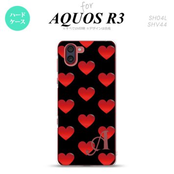 SH-04L SHV44 R3 AQUOS R3 スマホケース カバー ハート A 黒 赤 +アルファベット nk-r3-117i