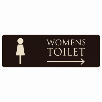 トイレ プレート 木製 WOMENS ブラック ナチュラル 右 矢印 長方形 18x6cm 方向案内 進路ドア サインプレート ピクトサイン トイレマーク表示 案内 注意 施設 御手洗 TOILET おしゃれ シンプル 安全対策