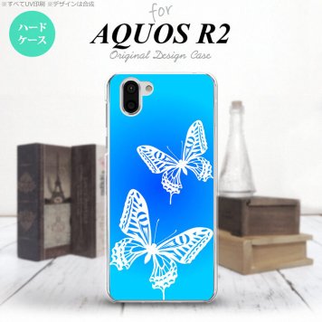 AQUOS R2 アクオス アール2 SH-03K SHV42 専用 スマホケース カバー ハードケース 蝶 青 nk-r2-856[スマホ,スマホケース,スマホカバー,ケース,カバー,ジャケット]