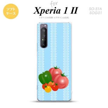 Xperia 1 II 5G スマホケース 背面カバー ストラップホール有り ソフトケース ベジタブル トマト 青 ストラップホール おしゃれ かわいい かっこいい メンズ レディース nk-xp12-tp666