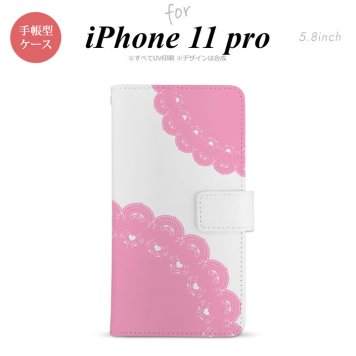 iPhone11Pro iPhone11 Pro 手帳型スマホケース カバー レース ピンク  nk-004s-i11p-dr724