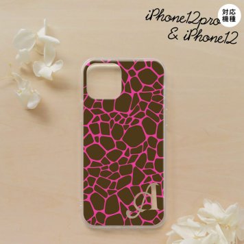 iPhone12/iPhone12pro iPhone12 / iPhone12pro スマホケース ソフトケース キリン ピンク +アルファベット メンズ レディース nk-i12-tp746i