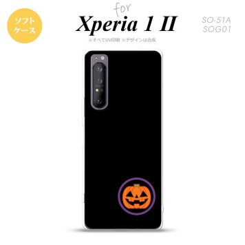 Xperia 1 II 5G スマホケース 背面カバー ストラップホール有り ソフトケース ハロウィン カボチャポイント 黒 ストラップホール おしゃれ かわいい かっこいい メンズ レディース nk-xp12-tp412