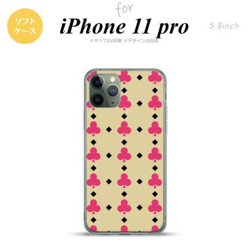 iPhone11Pro iPhone11 Pro スマホケース ソフトケース トランプ クラブ ベージュ ピンク メンズ レディース nk-i11p-tp534