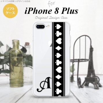【iPhone8Plus】【スマホケース/スマホカバー】【アイフォン8プラス】iPhone8Plus スマホケース ケース アイフォン8プラス イニシャル トランプ(帯) 黒×白 nk-ip8p-tp523ini【メール便送料無料】