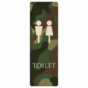 トイレ プレート 木製 男女マーク 迷彩 カラー 長方形 縦書き 9x27cm ドア サインステッカー ピクトサイン トイレマーク表示 案内 注意 施設 御手洗 TOILET おしゃれ シンプル 安全対策