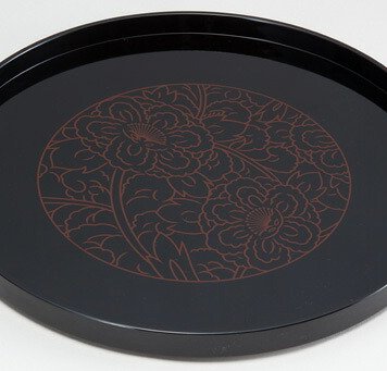 8.3丸盆　牡丹 インテリア 漆器 盆 カタログギフト 景品 粗品