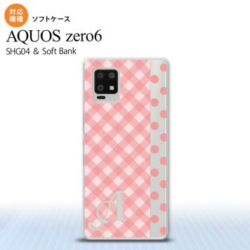 SHG04 SHG04 ZERO6 AQUOS zero6 スマホケース ソフトケース チェック ドット ピンク +アルファベット メンズ レディース nk-zero6-tp1521i