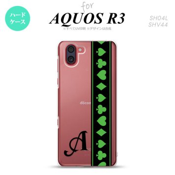 SH-04L SHV44 R3 AQUOS R3 スマホケース カバー トランプ 帯 黒 緑 +アルファベット nk-r3-526i