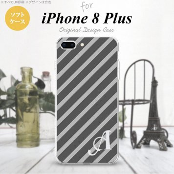 【iPhone8Plus】【スマホケース/スマホカバー】【アイフォン8プラス】iPhone8Plus スマホケース ケース アイフォン8プラス イニシャル ストライプ グレー nk-ip8p-tp711ini【メール便送料無料】