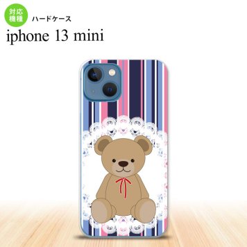 iPhone13mini iPhone13 mini ケース ハードケース くま ストライプ レース 青 ピンク  nk-i13m-759