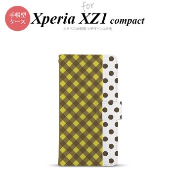 【手帳型 スマホ カバー ケース】【SO02K】【エクスペリア XZ1】手帳型 ケース SO-02K スマホ カバー Xperia XZ1 Compact エクスペリア チェック･ドット 黄 nk-004s-so02k-dr1522【メール便送料無料】