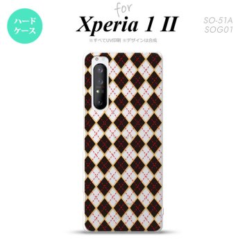 Xperia 1 II 5G スマホケース 背面カバー ストラップホール有り ハードケース アーガイル クリア 黒 ストラップホール おしゃれ かわいい かっこいい メンズ レディース nk-xp12-1402