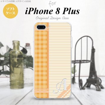 【iPhone8Plus】【スマホケース/スマホカバー】【アイフォン8プラス】iPhone8Plus スマホケース ケース アイフォン8プラス イニシャル チェック・ボーダー オレンジ nk-ip8p-tp1602ini【メール便送料無料】