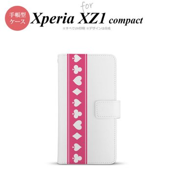 【手帳型 スマホ カバー ケース】【SO02K】【エクスペリア XZ1】手帳型 ケース SO-02K スマホ カバー Xperia XZ1 Compact エクスペリア トランプ(帯) ピンク×白 nk-004s-so02k-dr530【メール便送料無料】