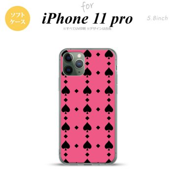 iPhone11Pro iPhone11 Pro スマホケース ソフトケース トランプ スペード ピンク 黒 メンズ レディース nk-i11p-tp538