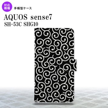 sense7 sense7 手帳型スマホケース カバー 唐草 黒 白 2022年 11月発売 nk-004s-sens7-dr1130