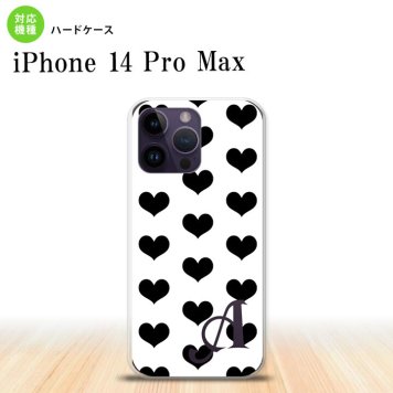 iPhone14 ProMax iPhone14 Pro Max スマホケース 背面ケース ハードケース ハート A 白 黒 +アルファベット 2022年 9月発売 nk-i14pm-115i