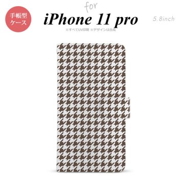 iPhone11Pro iPhone11 Pro 手帳型スマホケース カバー 千鳥 格子 小 茶白  nk-004s-i11p-dr911
