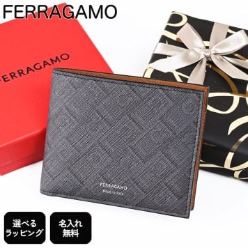 【名入れ無料】【スペシャルラッピング付き】フェラガモ Salvatore Ferragamo サルヴァトーレフェラガモ 二つ折り財布 2026AW 小銭入れ付き ウォレット モノグラム ガンチーニ メンズ ブラック ブラウン 661594 795894 004 0795894 折財布