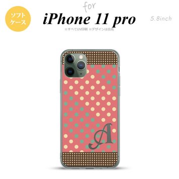 iPhone11Pro iPhone11 Pro スマホケース ソフトケース ドット 水玉 C 赤 ミント +アルファベット メンズ レディース nk-i11p-tp1644i