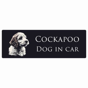 ドッグ カーステッカー イラスト付 Dog in Car コッカプー Bタイプ セーフティサイン 犬種別 長方形 15x5cm シール リア あおり運転対策 Dog Sticker 屋外 屋内 防水 かわいい おしゃれ 安全対策 カーサイン