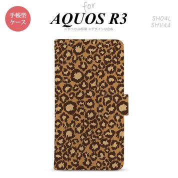 SH-04L/SHV44 AQUOS R3 手帳型スマホケース カバー 豹柄 茶  nk-004s-r3-dr898