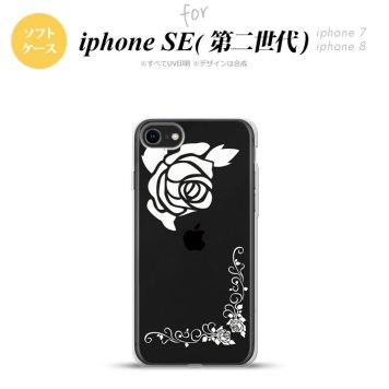 iPhoneSE 2 第二世代 iPhone8&iPhone7 共用 スマホケース 背面カバー ソフトケース バラ A クリア 白 おしゃれ かわいい かっこいい メンズ レディース nk-ise2-tp1066