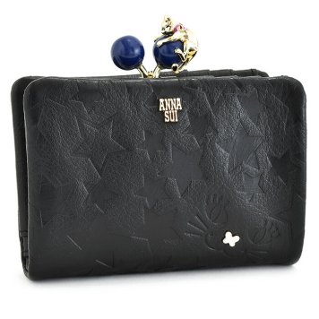 アナスイ 財布 二つ折り財布 がま口財布 黒(ブラック) ANNA SUI 313752-10 レディース 婦人 ギフト 定番 彼氏 彼女 プレゼント