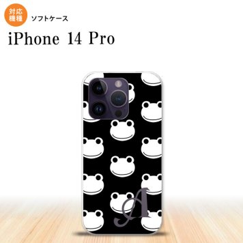iPhone14 Pro iPhone14 Pro スマホケース 背面ケースソフトケース カエル かえる A 黒 白 +アルファベット 2022年 9月発売 nk-i14p-tp168i