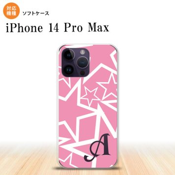 iPhone14 ProMax iPhone14 Pro Max スマホケース 背面ケースソフトケース 星 ピンク 白 +アルファベット 2022年 9月発売 nk-i14pm-tp1118i