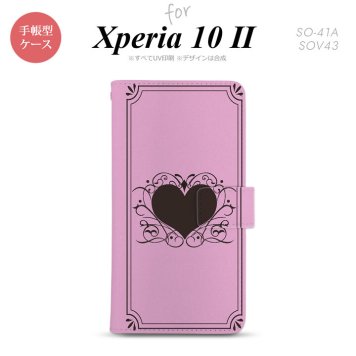 Xperia10 II 手帳型 スマホケース 全面印刷 おしゃれ ストラップホール有り ハート 飾り ピンク nk-004s-xp102-dr612