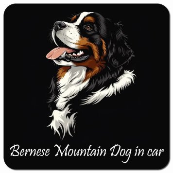 イラスト付 Dog in Car バーニーズ・マウンテン・ドッグ Aタイプ カーサイン 車 マグネットステッカー 犬 マグネット 強力 13x13cm 正方形 おしゃれ かわいい ドラレコステッカー 安全対策 危険運転 煽り運転 アニマル 動物 犬種別 屋外 防水 屋内